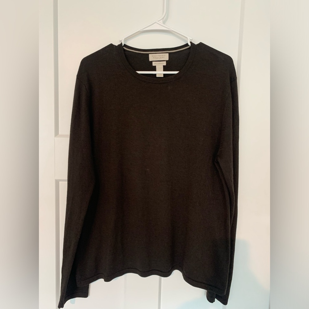 Banana Republic Men's Size Medium Silk Cashmere Brown Henley Sweater